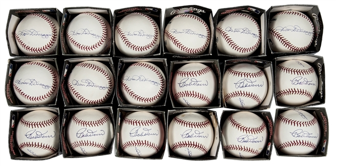 Bobby Doerr and Dom DiMaggio Dual Signed Baseball Lot of (18)(JSA)
